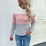 Amazon independent site cross-border summer 2022 new European and American loose sweater, long sleeve color matching hooded sweater