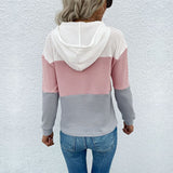 Amazon independent site cross-border summer 2022 new European and American loose sweater, long sleeve color matching hooded sweater