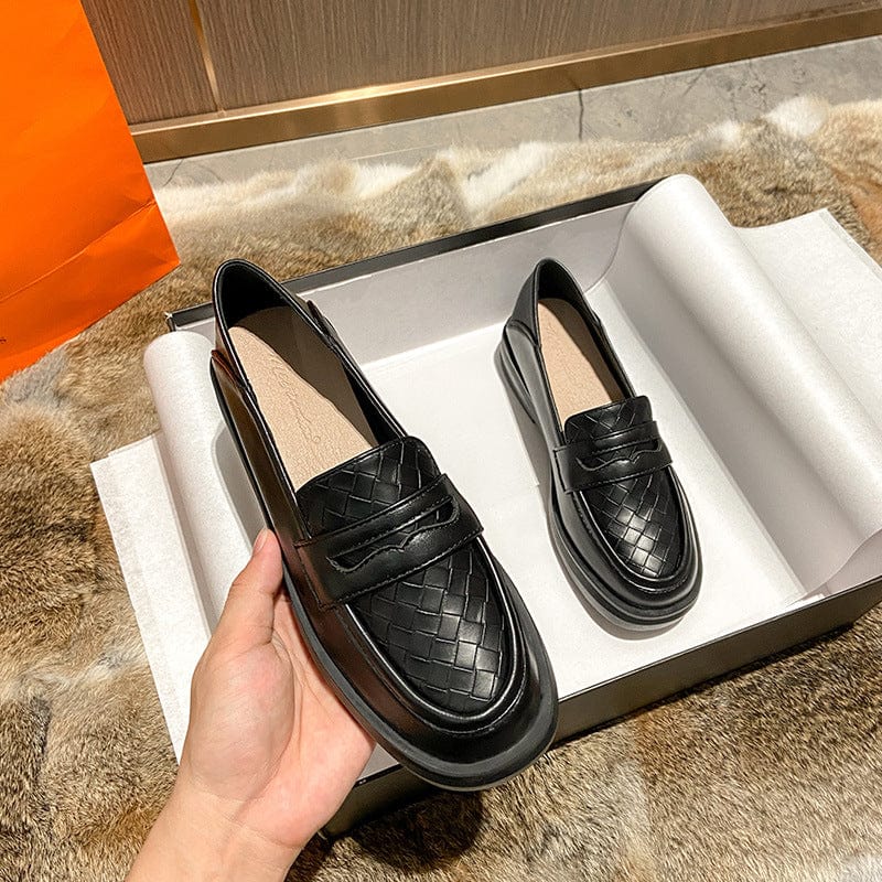 BLACK / 41 32 33 34 size small leather shoes women British style 2021 new coarse single soft leather large size women's shoes 41-43