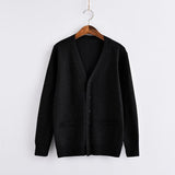 black / M V-neck simple sweater