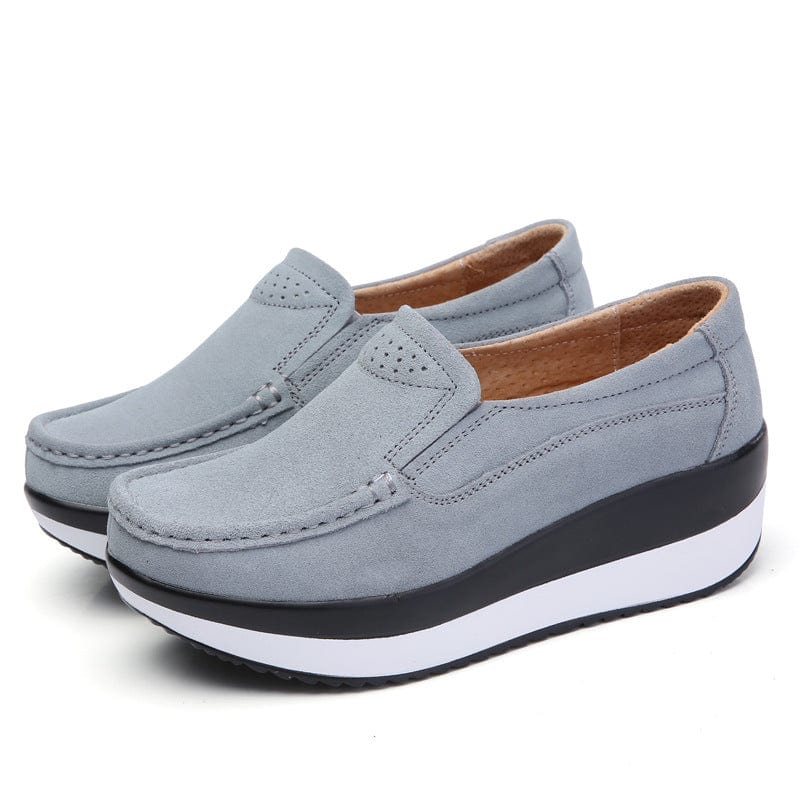 GRAY / 42 2022 Spring and Autumn platform fringe cake women's shoes wedges mother shoes flat shake shoes beans shoes women wholesale cross-border
