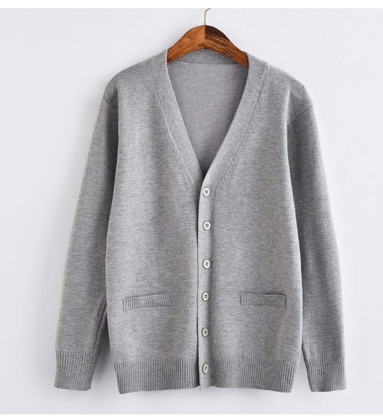 gray / XXL V-neck simple sweater