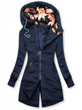 Hoodies&Sweatshirts Blue / S Casual Solid Extended Hooded Jacket