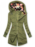 Hoodies&Sweatshirts Green / S Casual Solid Extended Hooded Jacket