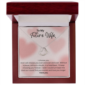 Jewelry 14K White Gold Finish / Luxury Box Delicate Heart Necklace For My Future Wife