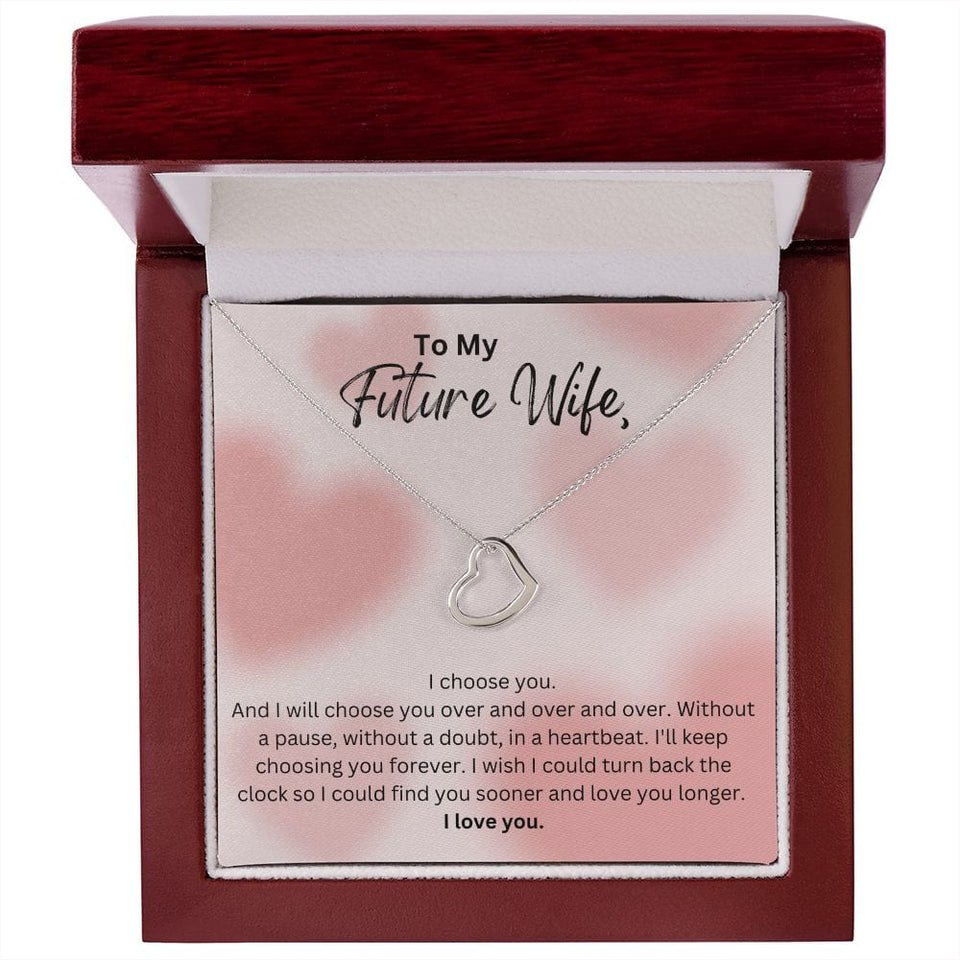 Jewelry 14K White Gold Finish / Luxury Box Delicate Heart Necklace For My Future Wife