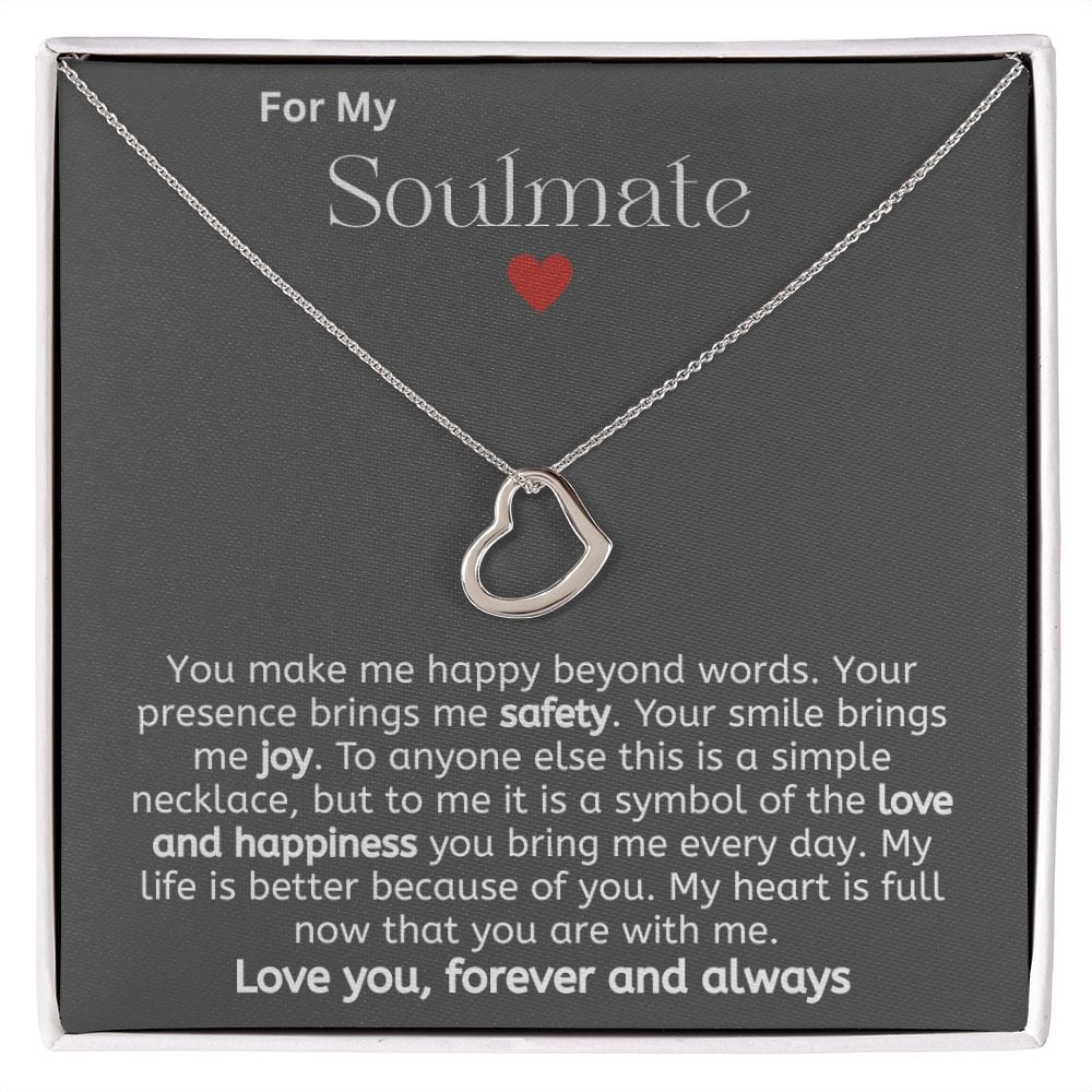 Jewelry 14K White Gold Finish / Standard Box Delicate Heart Necklace For My Soulmate