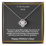 Jewelry 14K White Gold Finish / Standard Box Mother's Day Special Love Knot Necklave