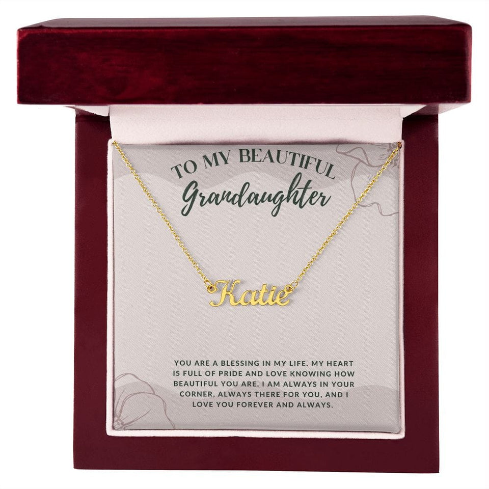 Jewelry 18k Yellow Gold Finish / Luxury Box Custom Name Necklace For My Grandaughter