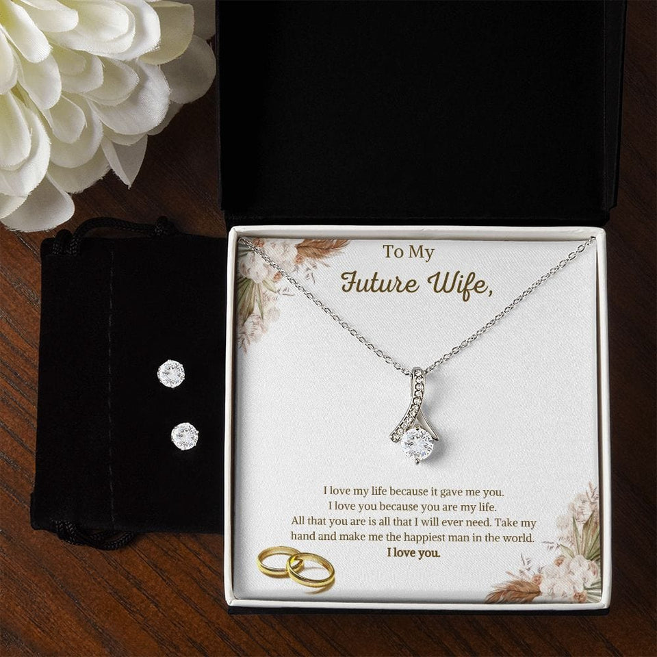 Jewelry Alluring Beauty Necklace and Cubic Zirconia Earring Set For My Future Wife