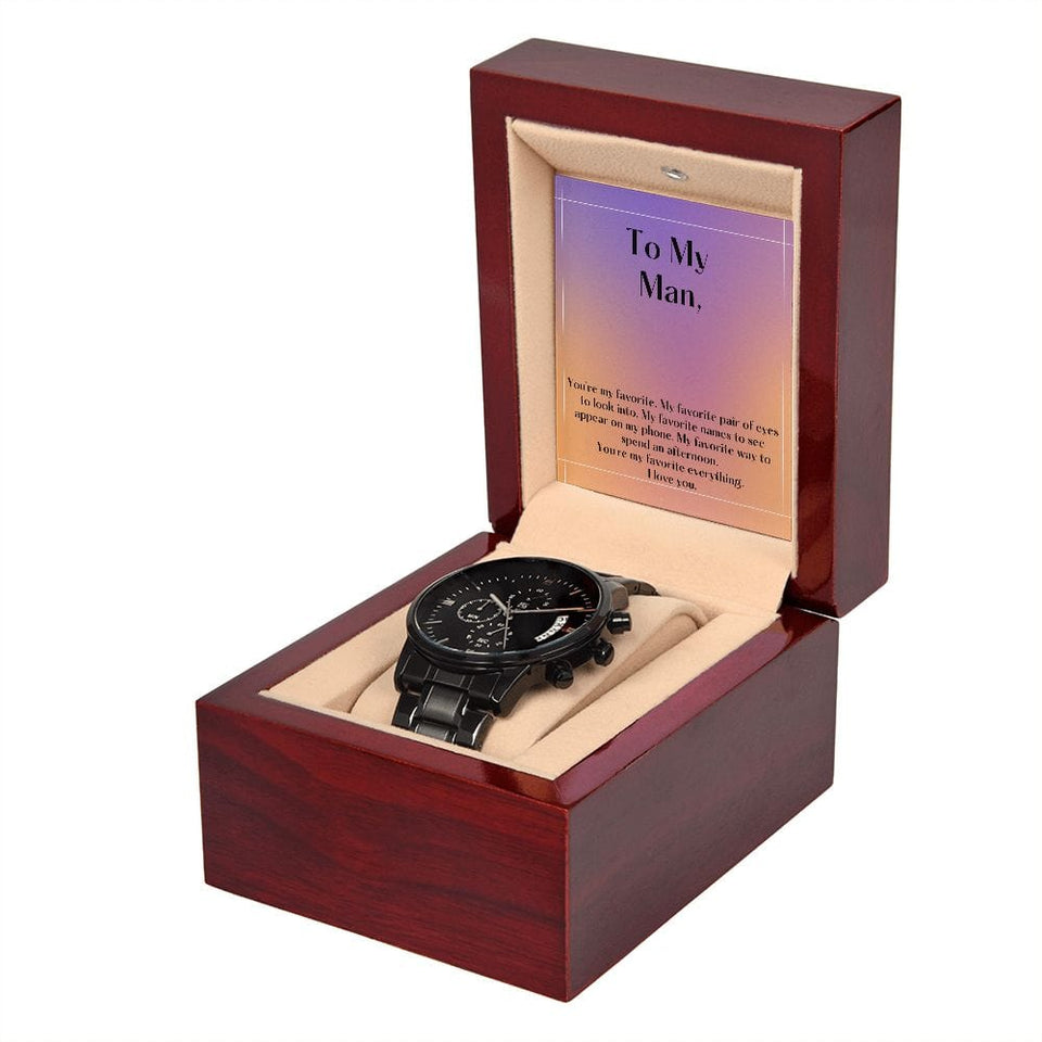 Jewelry Black Chronograph Watch For My Man