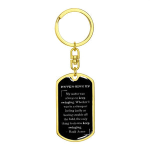 Jewelry Dog Tag with Swivel Keychain (Gold) / No Graphic Dog Tag Keychain (NEVER GIVE UP)