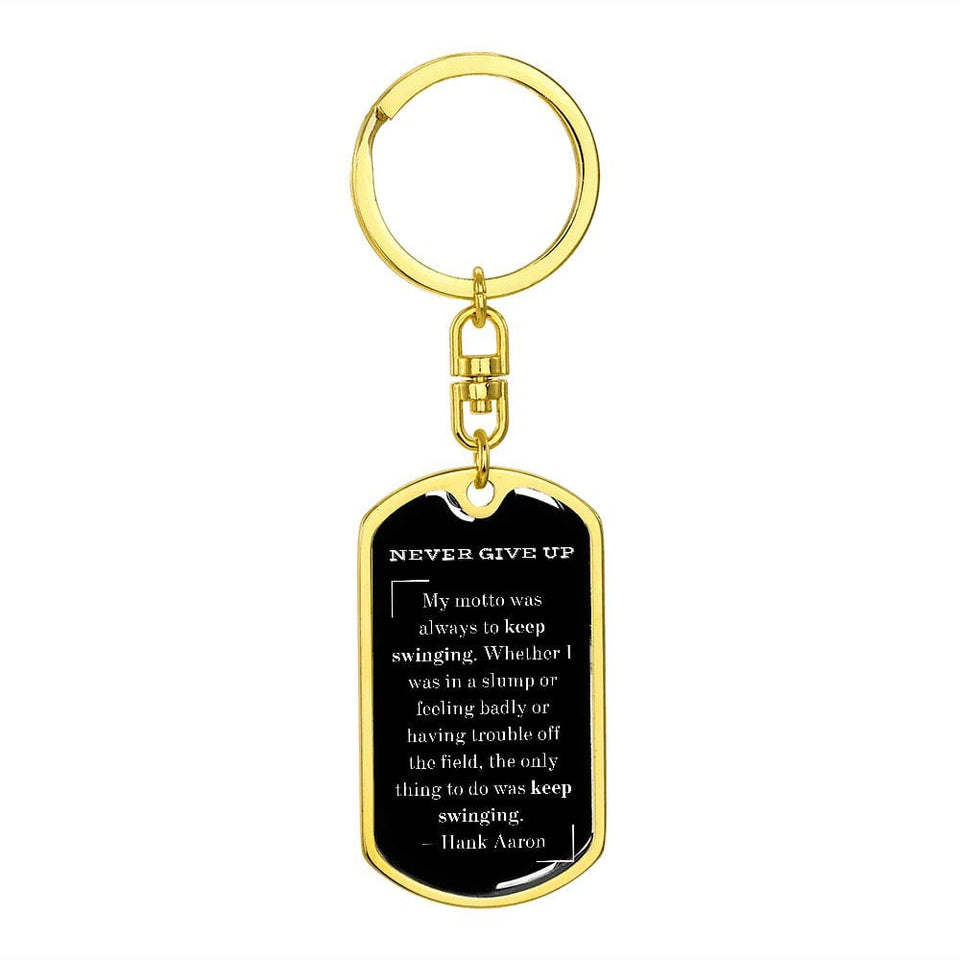 Jewelry Dog Tag with Swivel Keychain (Gold) / No Graphic Dog Tag Keychain (NEVER GIVE UP)