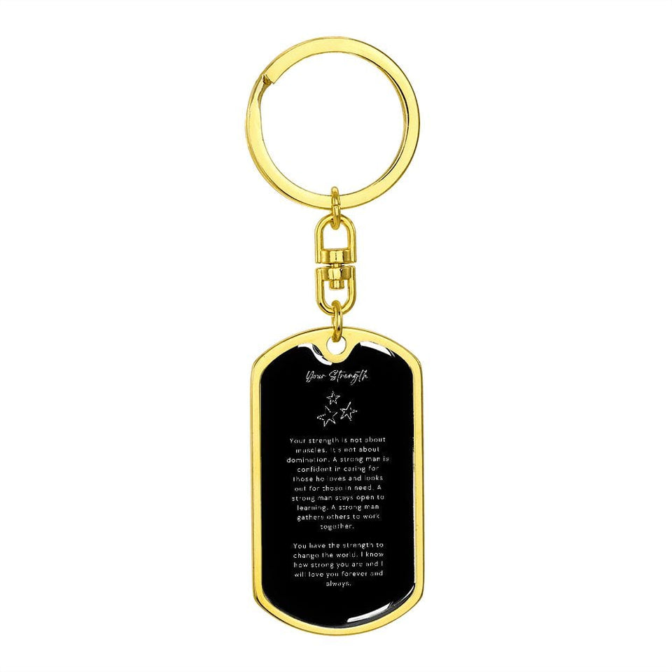 Jewelry Dog Tag with Swivel Keychain (Gold) / No Graphic Dog Tag Keychain