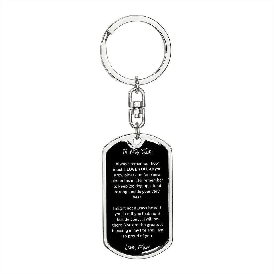Jewelry Dog Tag with Swivel Keychain (Steel) / No Dog Tag Keychain For My Son