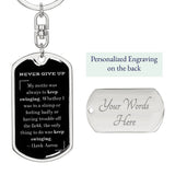 Jewelry Dog Tag with Swivel Keychain (Steel) / Yes Graphic Dog Tag Keychain (NEVER GIVE UP)
