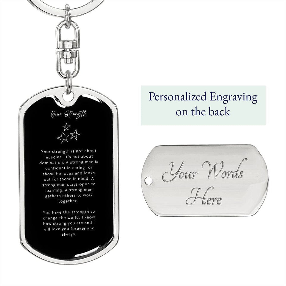 Jewelry Dog Tag with Swivel Keychain (Steel) / Yes Graphic Dog Tag Keychain