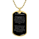 Jewelry Military Chain (Gold) / No Dog Tag For My Grandson ( I LOVE YOU )