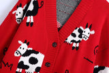 Loose animal print knitted coat