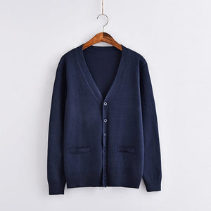 navy / M V-neck simple sweater