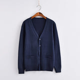 navy / M V-neck simple sweater