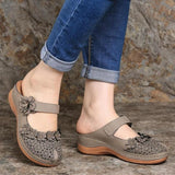 Sandals 3 / GRAY Flat round toe casual sandals for ladies