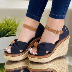 Sandals Black / 2 Olivia™  Women's Fashion Buckle Wedge Sandals