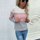 white / S Amazon independent site cross-border summer 2022 new European and American loose sweater, long sleeve color matching hooded sweater